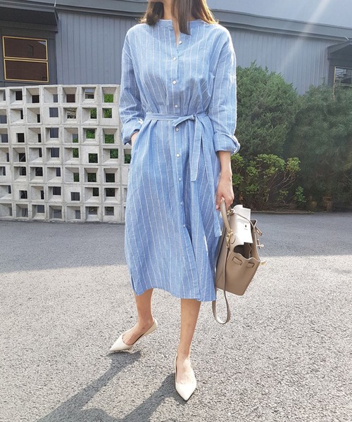 Bifrost（ビフレスト）の「ストライプシャツワンピース（シャツワンピース・レディース・ブルー・M/L）」の13枚目の写真