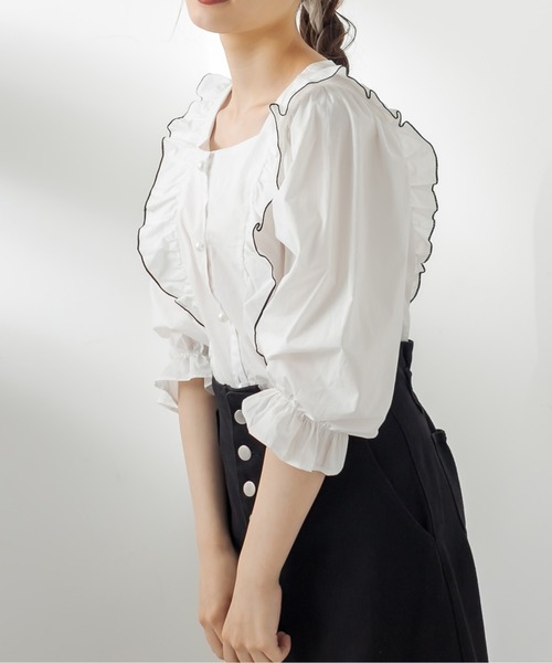 OLIVE des OLIVE（オリーブデオリーブ）の「天使の7分袖ブラウス（シャツ/ブラウス・レディース・オフホワイト/ブラウン/ブラック/ベージュ・FREE）」の11枚目の写真