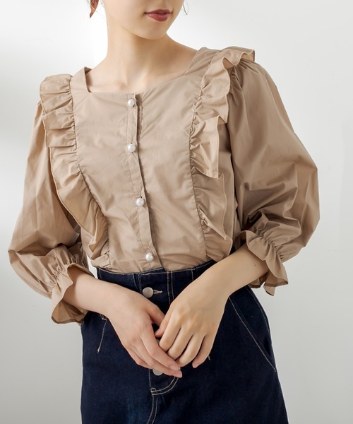 OLIVE des OLIVE（オリーブデオリーブ）の「天使の7分袖ブラウス（シャツ/ブラウス・レディース・オフホワイト/ブラウン/ブラック/ベージュ・FREE）」の22枚目の写真