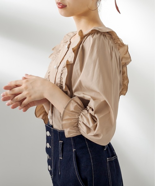 OLIVE des OLIVE（オリーブデオリーブ）の「天使の7分袖ブラウス（シャツ/ブラウス・レディース・オフホワイト/ブラウン/ブラック/ベージュ・FREE）」の12枚目の写真