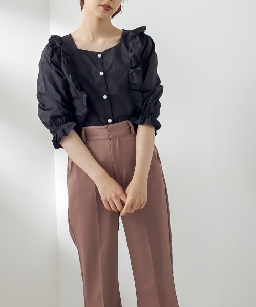 OLIVE des OLIVE（オリーブデオリーブ）の「天使の7分袖ブラウス（シャツ/ブラウス・レディース・オフホワイト/ブラウン/ブラック/ベージュ・FREE）」の8枚目の写真