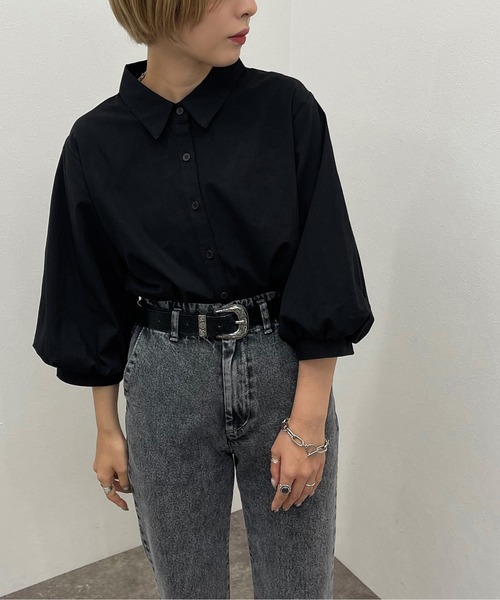 apres jour mignon（アプレジュールミニョン）の「袖ボリュームシャツ【ZOZOTOWN限定アイテム】（シャツ/ブラウス・レディース・オフホワイト/ブラック/オレンジ・X-LARGE/フリー）」の2枚目の写真
