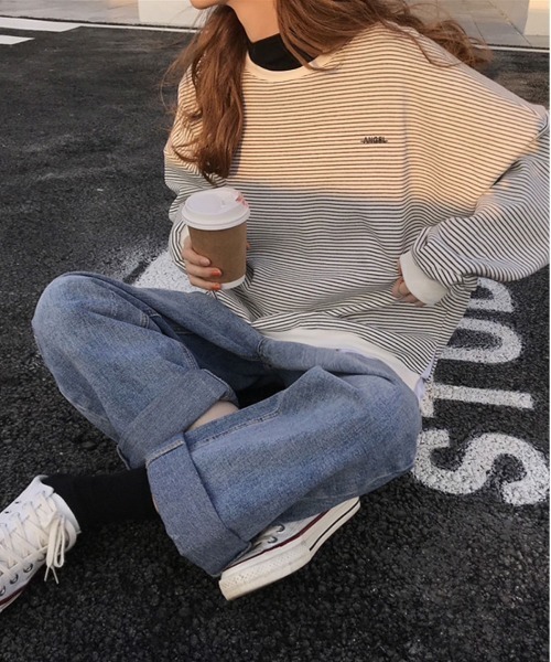 meJane(ミージェーン)の「配色ラインボーダーサイドスリットスウェットトレーナー(スウェット・レディース・ホワイト/ブラック・FREE)」の19枚目の写真