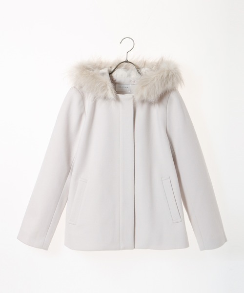 Honeys（ハニーズ）の「ファー付フードコート（その他アウター・レディース・ホワイト/ネイビー/杢グレー/ベージュ系その他/ピンク系その他・LL/M/L）」の7枚目の写真