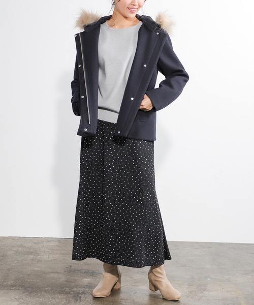 Honeys（ハニーズ）の「ファー付フードコート（その他アウター・レディース・ホワイト/ネイビー/杢グレー/ベージュ系その他/ピンク系その他・LL/M/L）」の17枚目の写真