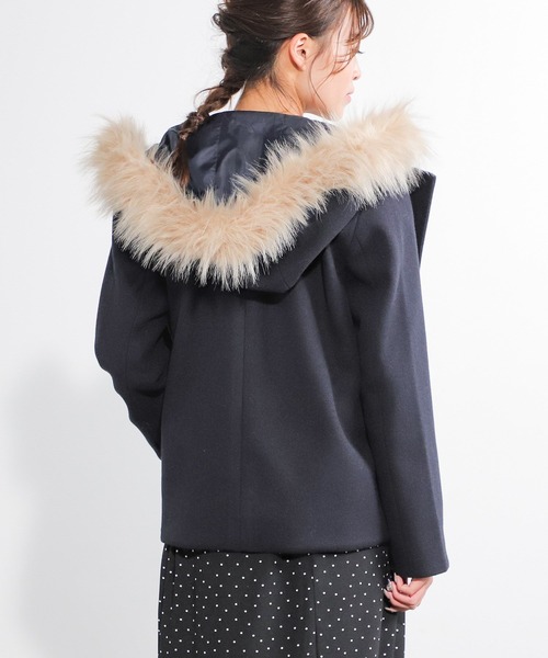 Honeys（ハニーズ）の「ファー付フードコート（その他アウター・レディース・ホワイト/ネイビー/杢グレー/ベージュ系その他/ピンク系その他・LL/M/L）」の20枚目の写真