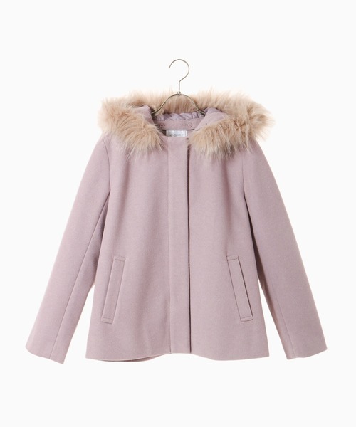 Honeys（ハニーズ）の「ファー付フードコート（その他アウター・レディース・ホワイト/ネイビー/杢グレー/ベージュ系その他/ピンク系その他・LL/M/L）」の8枚目の写真