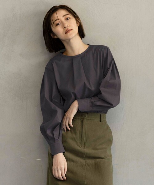 SHARE PARK（シェアパーク）の「【洗える】パフスリーブブラウス（シャツ/ブラウス・レディース・グレー系/黄土色系/アイボリー系・1）」の6枚目の写真