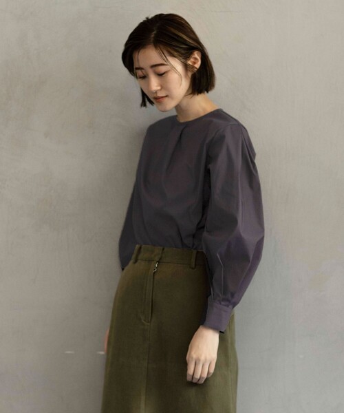 SHARE PARK（シェアパーク）の「【洗える】パフスリーブブラウス（シャツ/ブラウス・レディース・グレー系/黄土色系/アイボリー系・1）」の8枚目の写真