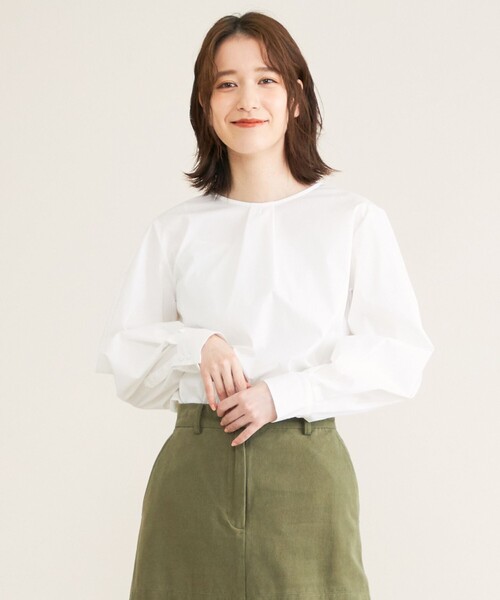 SHARE PARK（シェアパーク）の「【洗える】パフスリーブブラウス（シャツ/ブラウス・レディース・グレー系/黄土色系/アイボリー系・1）」の5枚目の写真