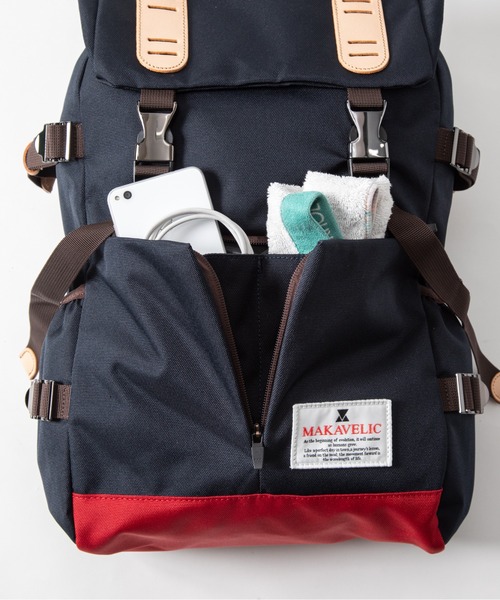 MAKAVELIC(マキャベリック)の「【62】【MAKAVELIC】DOUBLE BELT PMD MIX DAYPACK(バックパック/リュック・メンズ・ブラック/ネイビー系・FREE)」の7枚目の写真