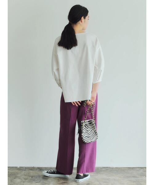 GARAGE OF GOOD CLOTHING（ガレージオブグッドクロージング）の「タック袖スキッパープルオーバー＊（Tシャツ/カットソー・レディース・グレイッシュベージュ/ネイビー/ホワイト・FREE）」の12枚目の写真