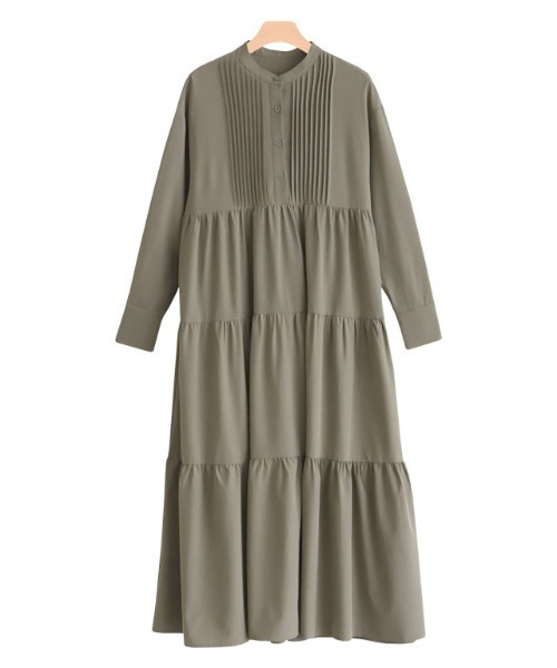 Pierrot(ピエロ)の「【CM着用アイテム】ピンタックティアードワンピース(ワンピース・レディース・ブルーグリーン/グレイッシュベージュ・M/L)」の13枚目の写真