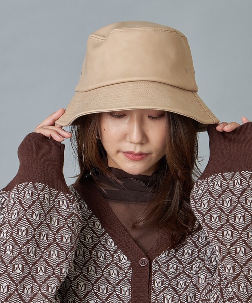 Cookie Chocolate（クッキーチョコレート）の「フェイクレザーバケットハット（ハット・レディース・ベージュ・FREE）」の2枚目の写真