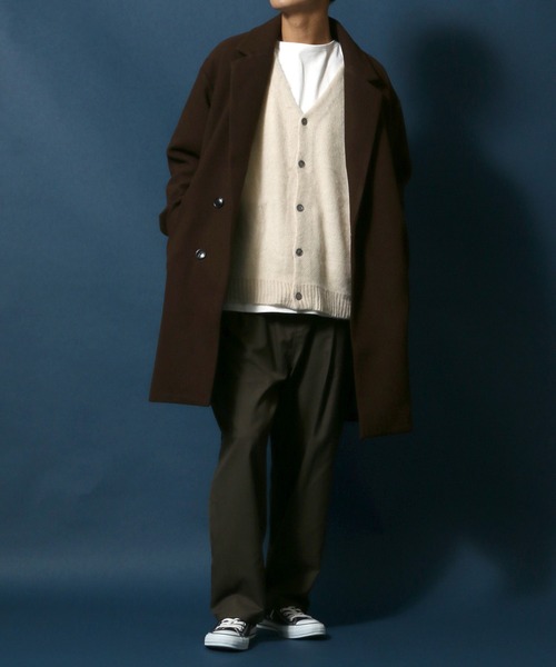 ANPAS(アンパス)の「Melton Oversize Chester Coat/メルトン オーバーサイズ チェスターコート(チェスターコート・メンズ・グレイッシュベージュ/ブラウン/チャコールグレー/ブラック・M/L/LL)」の15枚目の写真