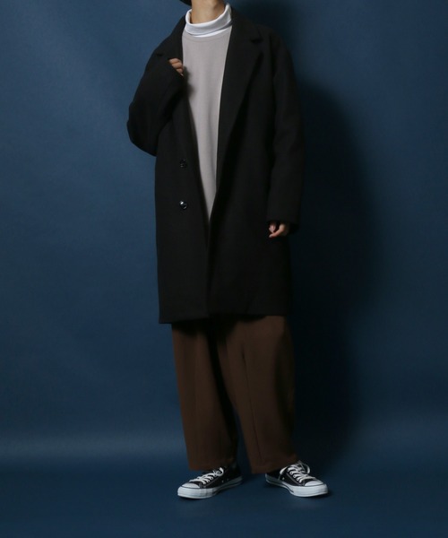 ANPAS(アンパス)の「Melton Oversize Chester Coat/メルトン オーバーサイズ チェスターコート(チェスターコート・メンズ・グレイッシュベージュ/ブラウン/チャコールグレー/ブラック・M/L/LL)」の5枚目の写真