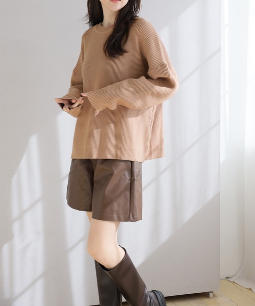 Girly Doll(ガーリードール)の「クルーネックリブオーバーニット(ニット/セーター・レディース・ベージュ/ブルー/オレンジ/ネイビー/モカ/ブラック/グレー・FREE)」の21枚目の写真