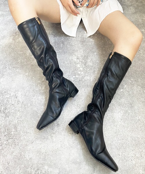 shopnikoniko(ショップニコニコ)の「スクエアトゥ ロングブーツ(ブーツ・レディース・ブラック/ブラウン/ブラック系その他・LL/S/M/L)」の17枚目の写真