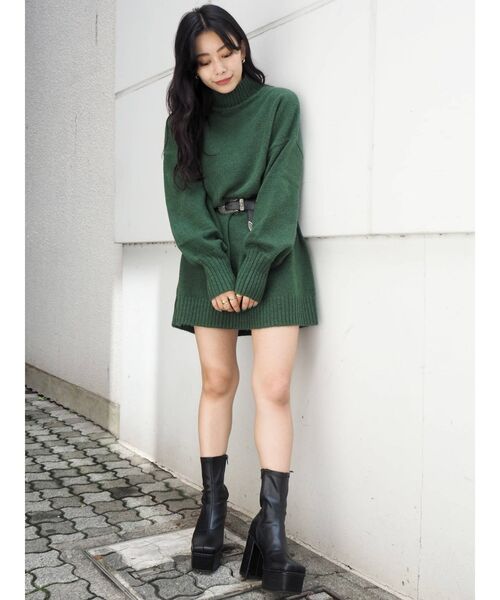 EVRIS（エヴリス）の「メランジニットワンピース（ワンピース・レディース・ブラック/ベージュ/ブルー/グリーン・FREE）」の17枚目の写真