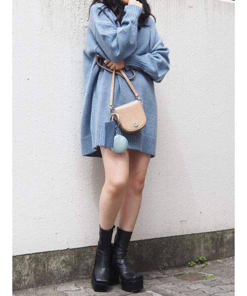 EVRIS（エヴリス）の「メランジニットワンピース（ワンピース・レディース・ブラック/ベージュ/ブルー/グリーン・FREE）」の18枚目の写真