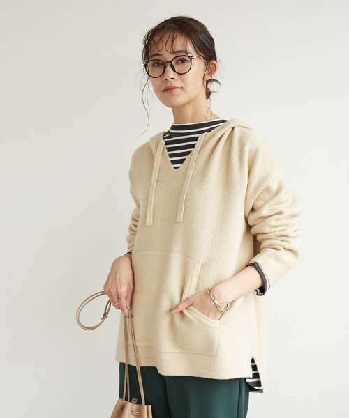 CRAFT STANDARD BOUTIQUE（クラフトスタンダードブティック）の「メキシカンニットパーカー　＊◇（ニット/セーター・レディース・ブラック/ベージュ/キャメル/パープル・FREE）」の3枚目の写真