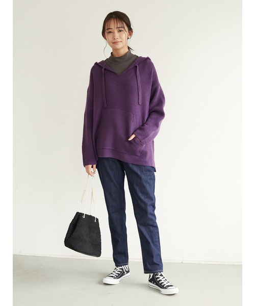 CRAFT STANDARD BOUTIQUE（クラフトスタンダードブティック）の「メキシカンニットパーカー　＊◇（ニット/セーター・レディース・ブラック/ベージュ/キャメル/パープル・FREE）」の9枚目の写真