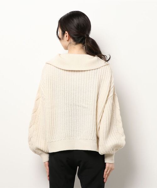 ハーフジップケーブルニットプルオーバー[C5693]（ニット