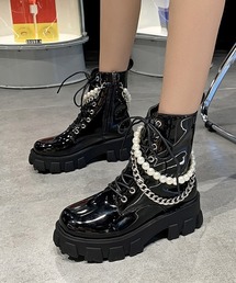 SVEC | フェイクパール レースアップブーツ(ブーツ)