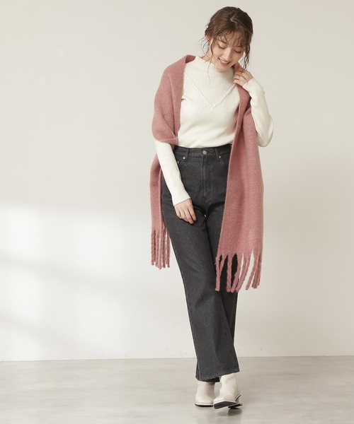 N.（N. Natural Beauty Basic）（エヌエヌナチュラルビューティーベーシック）の「◆デザインネックリブニット（ニット/セーター・レディース・ブラック/オフホワイト/ブルー/モカ・MEDIUM）」の10枚目の写真