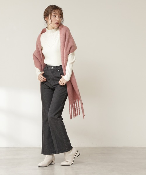 N.（N. Natural Beauty Basic）（エヌエヌナチュラルビューティーベーシック）の「◆デザインネックリブニット（ニット/セーター・レディース・ブラック/オフホワイト/ブルー/モカ・MEDIUM）」の8枚目の写真