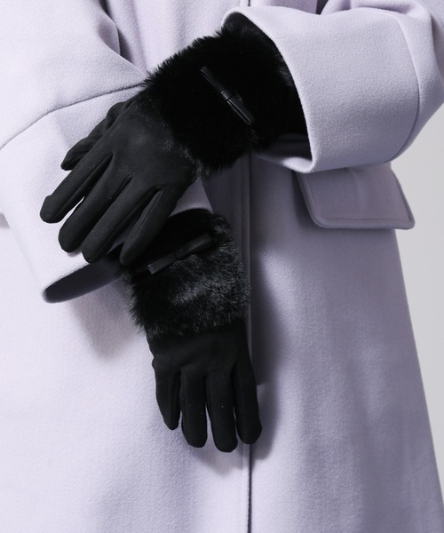 frames RAY CASSIN（フレームスレイカズン）の「【WEB限定】エコファー付きフェイクスェードグローブ（手袋・レディース・ライトグレー/ブラック/ベージュ・FREE）」の16枚目の写真