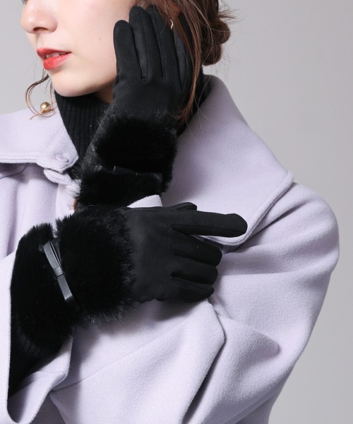 frames RAY CASSIN（フレームスレイカズン）の「【WEB限定】エコファー付きフェイクスェードグローブ（手袋・レディース・ライトグレー/ブラック/ベージュ・FREE）」の17枚目の写真