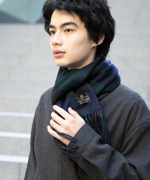 GLOBAL WORK(グローバルワーク)の「ウールカシミヤリバーシブルマフラー/236215(マフラー・メンズ・グリーン/ブルー/ブラック/チャコールグレー/ネイビー・FREE)」の1枚目の写真