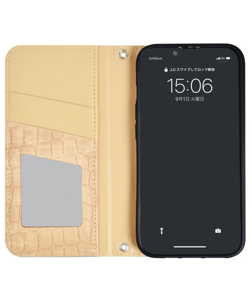 SLY（スライ）の「iPhone14 iPhone14Pro iPhone13 iPhone13Pro SLY [ハーフクロコ手帳] スマホケース アイフォン（スマホケース/カバー・レディース・ブラック/ベージュ/ブルー・K/O/N）」の10枚目の写真
