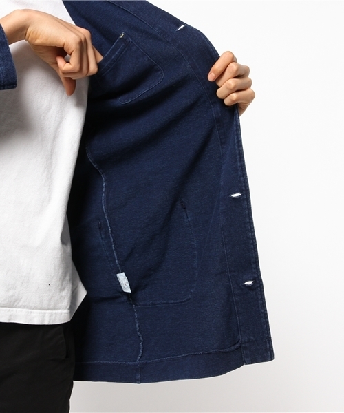 Denime(ドゥニーム)の「カットデニムショップコート(ステンカラーコート・メンズ・ブルー/ネイビー・LARGE/MEDIUM)」の19枚目の写真