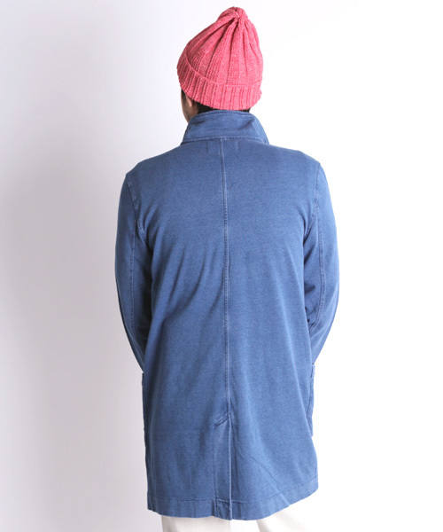 Denime(ドゥニーム)の「カットデニムショップコート(ステンカラーコート・メンズ・ブルー/ネイビー・LARGE/MEDIUM)」の14枚目の写真