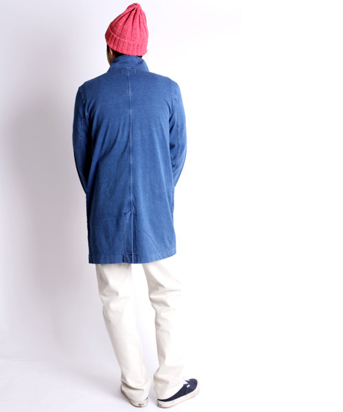 Denime(ドゥニーム)の「カットデニムショップコート(ステンカラーコート・メンズ・ブルー/ネイビー・LARGE/MEDIUM)」の9枚目の写真