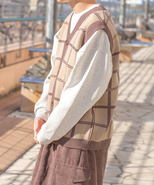 PairPair（ペアペア）の「チェックジャガードニットベスト(ユニ