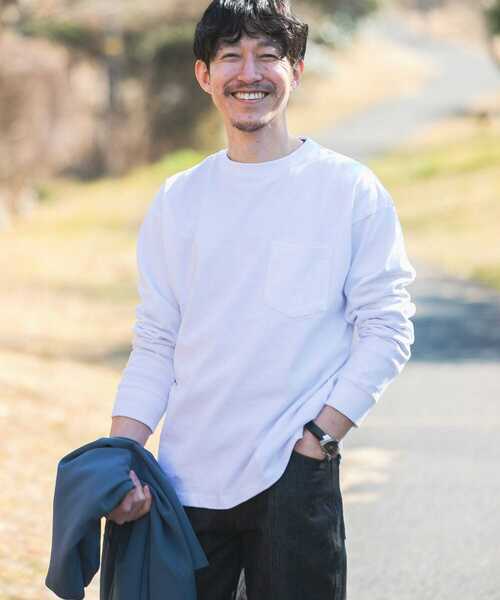 ITEMS URBANRESEARCH（アイテムズ アーバンリサーチ）の「OE天竺 長袖カットソー（Tシャツ/カットソー・メンズ・ブラック/グレー/オフホワイト・MEDIUM/LARGE）」の4枚目の写真