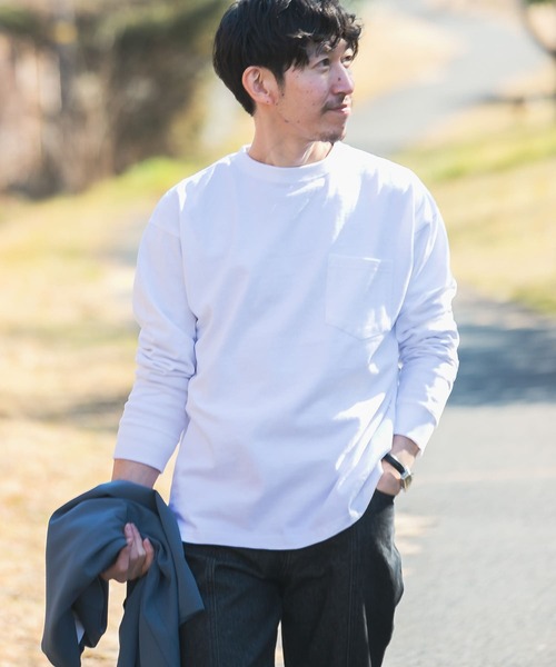 ITEMS URBANRESEARCH（アイテムズ アーバンリサーチ）の「OE天竺 長袖カットソー（Tシャツ/カットソー・メンズ・ブラック/グレー/オフホワイト・MEDIUM/LARGE）」の7枚目の写真