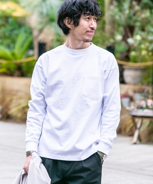 ITEMS URBANRESEARCH（アイテムズ アーバンリサーチ）の「OE天竺 長袖カットソー（Tシャツ/カットソー・メンズ・ブラック/グレー/オフホワイト・MEDIUM/LARGE）」の12枚目の写真