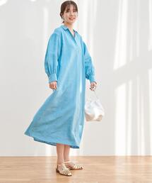green label relaxing（グリーンレーベルリラクシング）の「【WEB限定】［TALL /H166㎝～］コルトレイクリネン スキッパー ワンピース（シャツワンピース）」