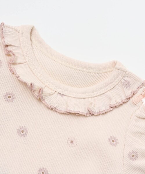 apres les cours（アプレレクール）の「花柄パフスリーブボディースーツ（肌着・キッズ・アイボリー/ピンク・70/80）」の9枚目の写真
