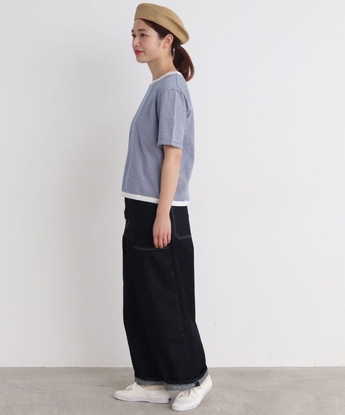 chambre de charme（シャンブルドゥシャーム）の「△cdc 40/2ミジンボーダー 半袖プルオーバー（Tシャツ/カットソー・レディース・ブルー/ブラック/レッド/グリーン・FREE）」の8枚目の写真
