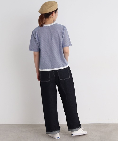 chambre de charme（シャンブルドゥシャーム）の「△cdc 40/2ミジンボーダー 半袖プルオーバー（Tシャツ/カットソー・レディース・ブルー/ブラック/レッド/グリーン・FREE）」の10枚目の写真