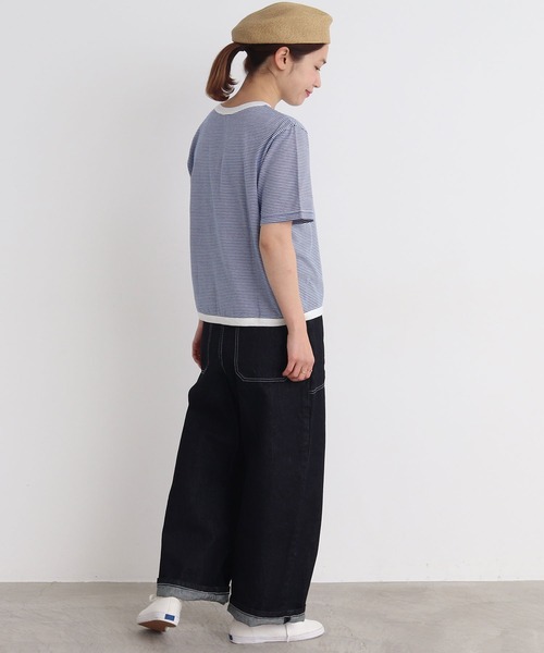 chambre de charme（シャンブルドゥシャーム）の「△cdc 40/2ミジンボーダー 半袖プルオーバー（Tシャツ/カットソー・レディース・ブルー/ブラック/レッド/グリーン・FREE）」の14枚目の写真