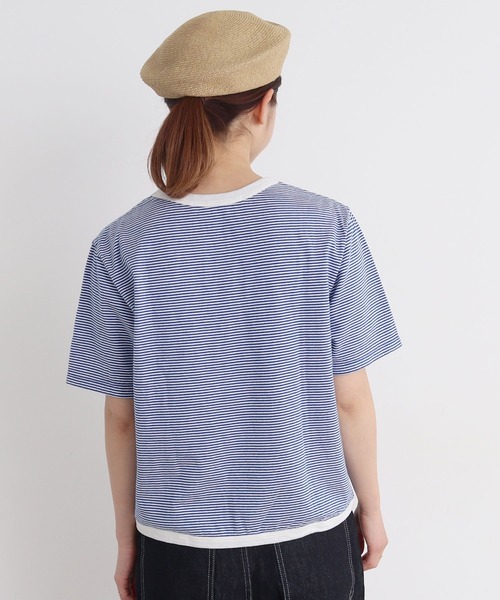 chambre de charme（シャンブルドゥシャーム）の「△cdc 40/2ミジンボーダー 半袖プルオーバー（Tシャツ/カットソー・レディース・ブルー/ブラック/レッド/グリーン・FREE）」の12枚目の写真