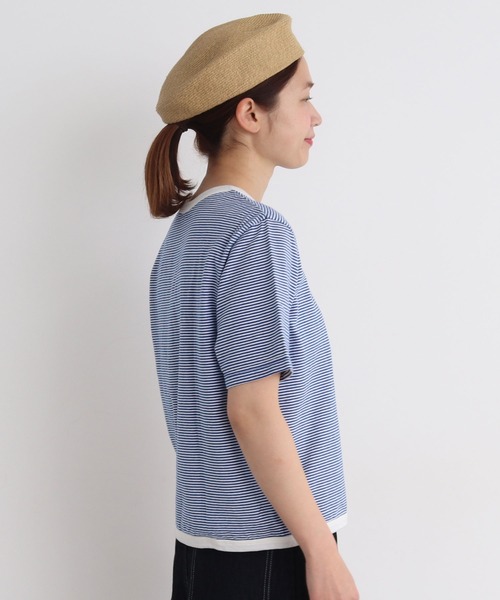 chambre de charme（シャンブルドゥシャーム）の「△cdc 40/2ミジンボーダー 半袖プルオーバー（Tシャツ/カットソー・レディース・ブルー/ブラック/レッド/グリーン・FREE）」の16枚目の写真