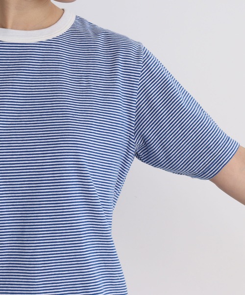 chambre de charme（シャンブルドゥシャーム）の「△cdc 40/2ミジンボーダー 半袖プルオーバー（Tシャツ/カットソー・レディース・ブルー/ブラック/レッド/グリーン・FREE）」の20枚目の写真
