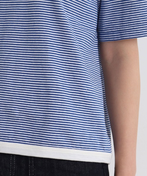 chambre de charme（シャンブルドゥシャーム）の「△cdc 40/2ミジンボーダー 半袖プルオーバー（Tシャツ/カットソー・レディース・ブルー/ブラック/レッド/グリーン・FREE）」の7枚目の写真